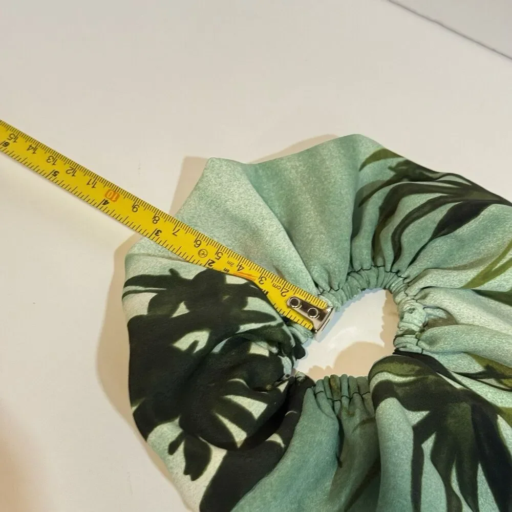 Womens Scrunchie Hair Tie Elastic Ponytail Holder Green Floral